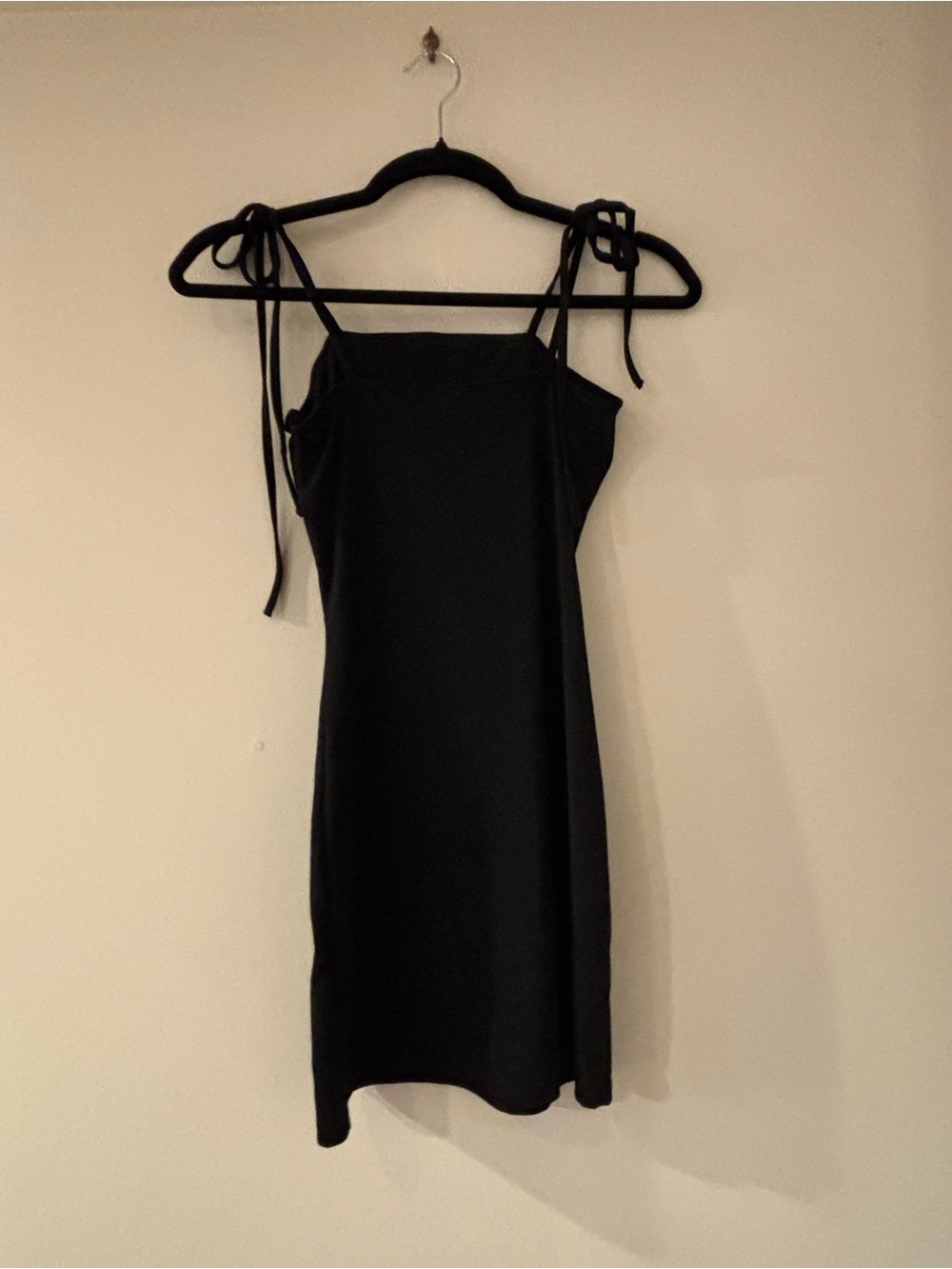 Elegant Black Tie-Strap Mini Dress